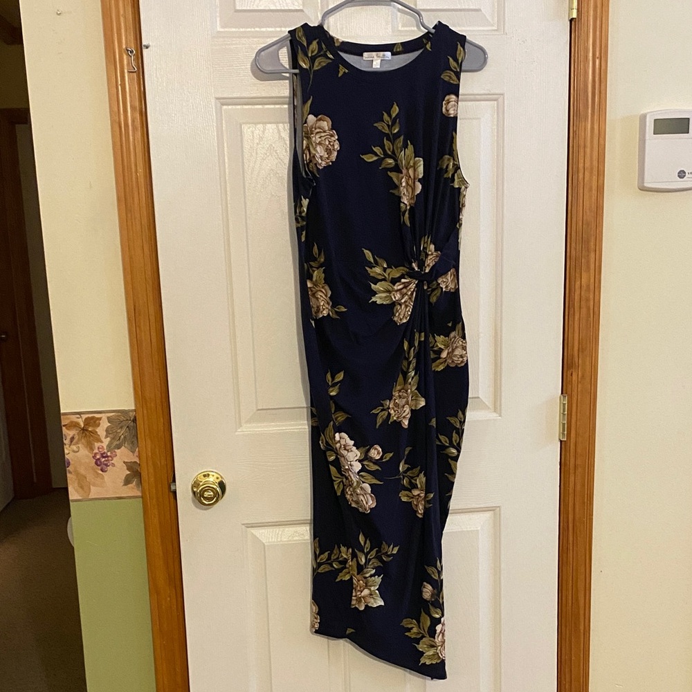 Nine Britton Navy Asymmetrical Floral Dress